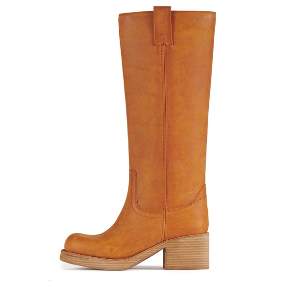 JEFFREY CAMPBELL Reflect-Hi Frye Campus Camel Brown Knee-High Leather Boots 8 - Picture 2 of 13